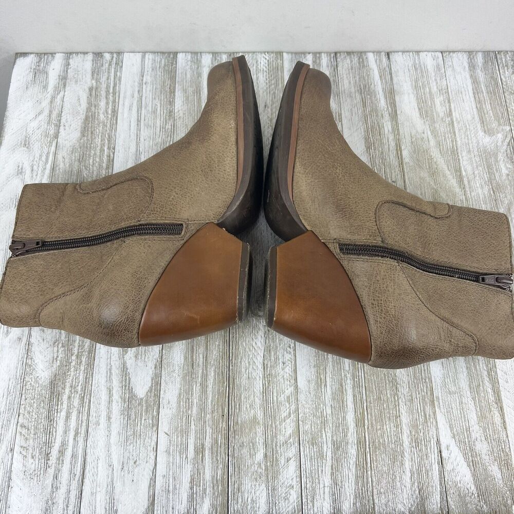 Korks by Kork Ease Gemini Tan Leather Wedge Zip Ankle Boots Womens Size 6.5 - Picture 8 of 10